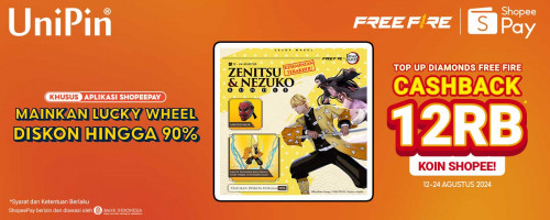 Mainkan Lucky Wheel Dapatkan Diskon 90% & Top Up Diamonds Free Fire Cashback 12Ribu Koin Shopee